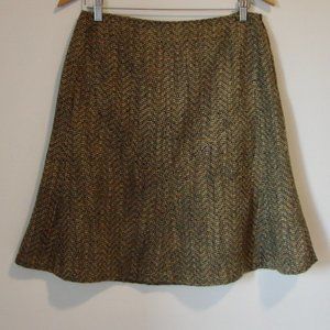 Vintage Oscar de la Renta Brown Tweed A-Line Flare Skirt Size 8 Petite 8P